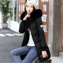 Load image into Gallery viewer, Winter Jacket Women Cotton Coat Fur Collar Hood Parka Female Long Jackets Thick Warm Outerwear chaqueta mujer
