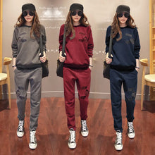 Load image into Gallery viewer, S-6XL Women&#39;s Winter Casual Plus Velvet Thick Sweatshirt Suits Loose Pants Sets Female
