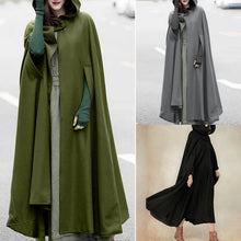 Load image into Gallery viewer, Women Poncho Winter Hooded Open Front Cloak Loose Solid Long Coat Hoodies Cosplay Outwear Christmas Casual Cape
