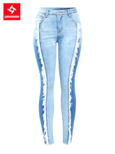 Load image into Gallery viewer, Tassel Jeans Woman Stretchy Patchwork Denim Skinny Pencil Pants Trousers For Women
