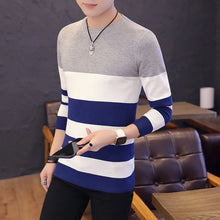 Load image into Gallery viewer, Hot sale men&#39;s sweater Autumn new students Slim youth striped sweater red and black two colors M-XXL
