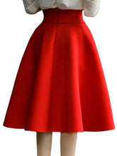 Load image into Gallery viewer, XS-5XL Women Skirt High Waisted Skirt Knee Length Bottoms Pleated Skirt Saia Midi Pink Black Red Blue Burgundy
