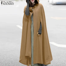 Load image into Gallery viewer, Women Poncho Winter Hooded Open Front Cloak Loose Solid Long Coat Hoodies Cosplay Outwear Christmas Casual Cape
