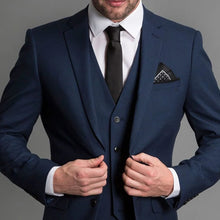 Load image into Gallery viewer, Navy Blue Formal Wedding Tuxedo Men Suits Slim Fit 3 Piece American Male Fashion Set Blazer Vest with Pants
