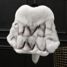 Load image into Gallery viewer, Winter Cloak Warm Women Cardigan big real Fox Fur Collar Cape Evening dress shaw
