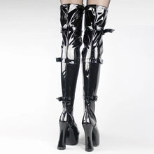 Load image into Gallery viewer, New Women&#39;s 4.5 Inch Heel over Knee Thigh High Boot with hook lace up and side zipper.
