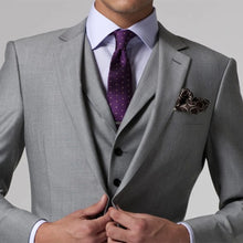 Load image into Gallery viewer, Gray Suits For Men With 3 Piece Suits Custom Made Men Grey Custom Tailor Made Suits Slim Wedding Tuxedo
