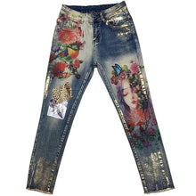 Load image into Gallery viewer, 3D Stretchy Flowers Pattern Painted Woman Elegant Style Denim Women Jeans
