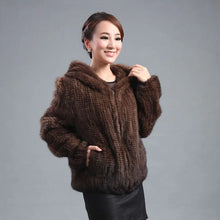 Load image into Gallery viewer, New mink fur coat women&#39;s long-sleeve top fashion all-match mink knitted fur coat
