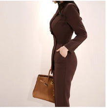 Load image into Gallery viewer, Women Irregular Jumpsuit Double-Breasted Blazer Jacket And Slim Pencil Pant 2 Pieces Set
