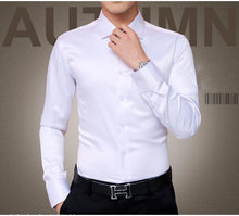 Load image into Gallery viewer, Men&#39;s tuxedo dress Shirts Wedding Luxury Long Sleeve Shirt Silk soft Shirt Men Mercerized business Shirt
