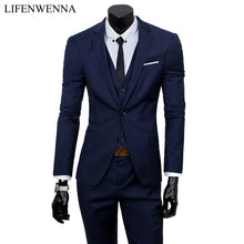 Load image into Gallery viewer, Men Suits Single-Breasted Brand Suits Jacket Formal Dress Wedding Suits Groom Tuxedos (Jacket+Pants+Vest)
