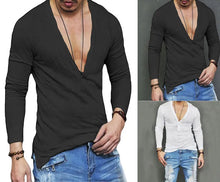 Load image into Gallery viewer, Men Casual Slim Fit Long Sleeve Deep V-neck Sexy Shirt T-shirts
