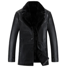 Load image into Gallery viewer, Men Leather Winter Brand Fleece Thick Warm Motorcycle Business Casual Mens Leather Coats
