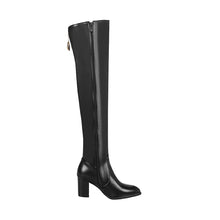 Load image into Gallery viewer, Women Comfort Winter Leather Rivet Thick Heel Boots Woman Thigh High Boots Plus size 33-48
