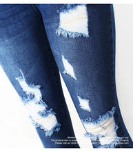 Load image into Gallery viewer, New S-XXXXXL Ultra Stretchy Blue Tassel Ripped Denim Pants For Women Pencil Skinny Jeans
