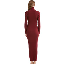 Load image into Gallery viewer, Women Knit Style Long Sleeve Turtleneck Winter Maxi Dress Slim Work Wear Office Dress Vestidos
