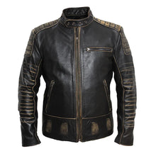 Load image into Gallery viewer, Vintage Motorcycle 100% Cowhide Genuine Leather Jackets Men&#39;s Biker Coat Moto Jacket 5XL
