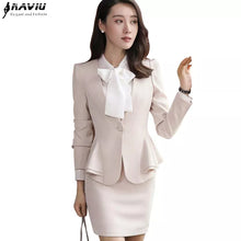 Load image into Gallery viewer, New Winter Women Skirt Suits Elegant Business Formal Long Sleeve Hem Ruffles Office Ladies Work Uniforms
