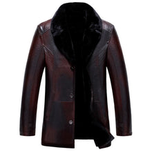 Load image into Gallery viewer, Men Leather Winter Brand Fleece Thick Warm Motorcycle Business Casual Mens Leather Coats
