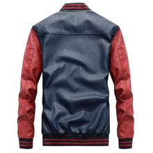 Load image into Gallery viewer, Men Casual Fleece Thicken Faux Leather Coats College Basebal Moto Biker Bomber Jackets jaqueta de couro masculino
