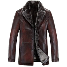 Load image into Gallery viewer, Men Leather Winter Brand Fleece Thick Warm Motorcycle Business Casual Mens Leather Coats
