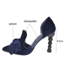 Load image into Gallery viewer, Women High Heel Velvet Bow Pointed Toe Stiletto Party Shoes Women Pumps
