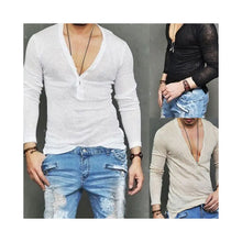 Load image into Gallery viewer, Men Casual Slim Fit Long Sleeve Deep V-neck Sexy Shirt T-shirts
