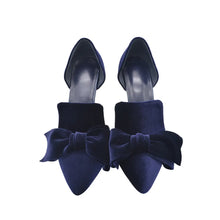 Load image into Gallery viewer, Women High Heel Velvet Bow Pointed Toe Stiletto Party Shoes Women Pumps
