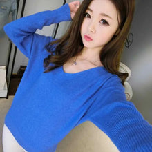 Load image into Gallery viewer, New Fashion Women&#39;s Pullover Sweater Lady V-neck Batwing Sleeve Cashmere Wool Knitted Solid Color Wear Loose Size 4XL
