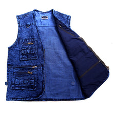 Load image into Gallery viewer, Men&#39;s vest Outerwear denim waistcoat deep blue color plus size sleeveless  jacket Multi-pocket size XL to 5XL
