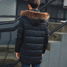 Load image into Gallery viewer, Men 2023 Fur Collar Oversized Long Thick Puffy Side Zipper Casual Hooded Jackets Coats
