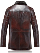 Load image into Gallery viewer, Men Leather Winter Brand Fleece Thick Warm Motorcycle Business Casual Mens Leather Coats
