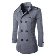 Load image into Gallery viewer, Autumn men dust coat woolen overcoat slim fit outwear 2 colors M-5XL
