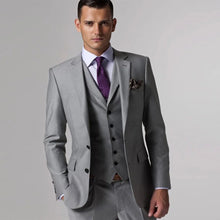 Load image into Gallery viewer, Gray Suits For Men With 3 Piece Suits Custom Made Men Grey Custom Tailor Made Suits Slim Wedding Tuxedo
