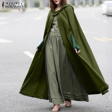 Load image into Gallery viewer, Women Poncho Winter Hooded Open Front Cloak Loose Solid Long Coat Hoodies Cosplay Outwear Christmas Casual Cape
