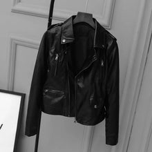 Load image into Gallery viewer, New Autumn Women Biker Leather Jacket Soft PU Punk Casual Motor Faux Leather White Jacket
