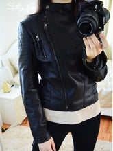 Load image into Gallery viewer, Autumn Women Punk Leather Jacket PU Faux Leather Jackets Basic Bomber Leather Motorcycle Black Coat
