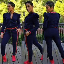 Load image into Gallery viewer, Trendy Stripe Pants Women Luxury Sweatsuit Runway Tracksuit 2 Pieces Set
