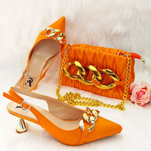 Load image into Gallery viewer, Fashion Rhinestone Woman Shoes And Matching Bag Set African Style
