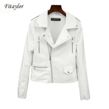 Load image into Gallery viewer, New Autumn Women Biker Leather Jacket Soft PU Punk Casual Motor Faux Leather White Jacket
