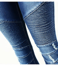 Load image into Gallery viewer, Motor Biker Style Jeans Mid High Waist Denim Skinny Jeans For Women
