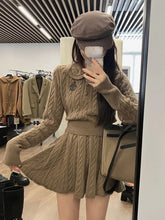 Load image into Gallery viewer, 2023 Autumn Preppy Style Knitted Woman Slim Kawaii Sweater Tops Casual Y2k Mini Skirt Woman Fashion 2 Piece Set
