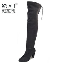 Load image into Gallery viewer, Leather Women Over The Knee Lace Up Sexy High Heels Winter Women Boots Size 34-43
