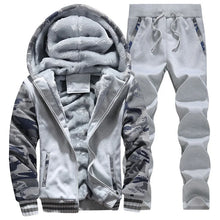 Load image into Gallery viewer, Tracksuit Men Sporting Fleece Thick Hooded Casual Track Suit Men Jacket+Pant Warm Fur Inside Winter Sweatshirt
