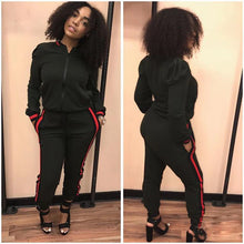 Load image into Gallery viewer, Trendy Stripe Pants Women Luxury Sweatsuit Runway Tracksuit 2 Pieces Set
