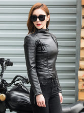 Load image into Gallery viewer, Autumn Women Punk Leather Jacket PU Faux Leather Jackets Basic Bomber Leather Motorcycle Black Coat
