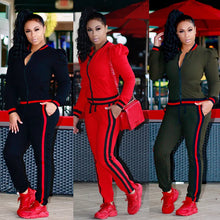 Load image into Gallery viewer, Trendy Stripe Pants Women Luxury Sweatsuit Runway Tracksuit 2 Pieces Set
