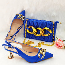 Load image into Gallery viewer, Fashion Rhinestone Woman Shoes And Matching Bag Set African Style
