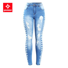 Load image into Gallery viewer, New Arrived Stretchy Ripped Jeans Woman Side Distressed Denim Skinny Pencil Pants
